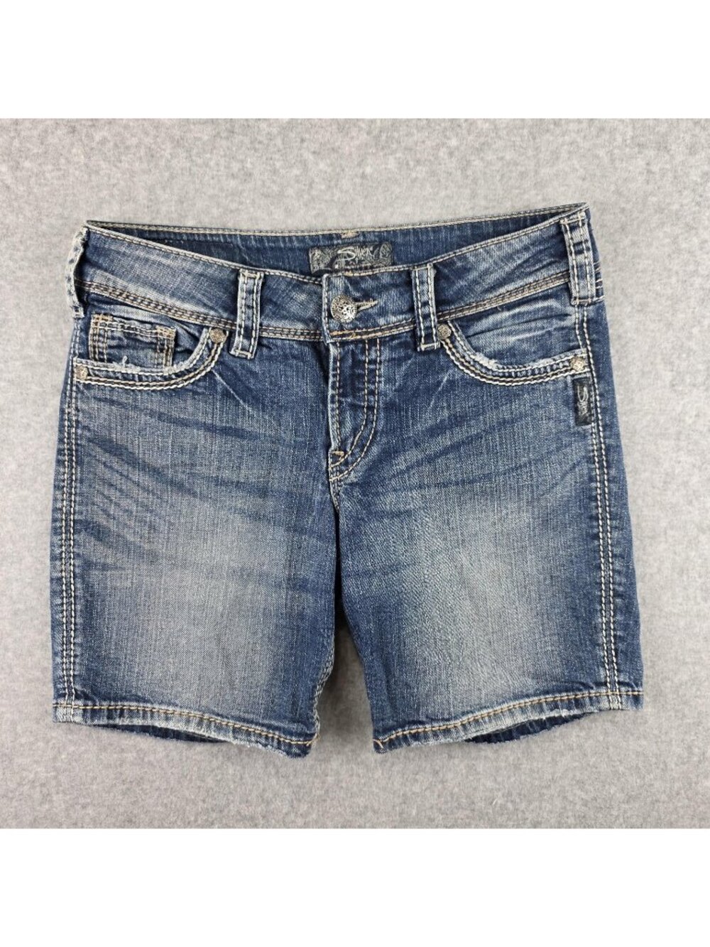 Silver Jeans Co Suki Surplus Shorts Womens 27 Blue Stretch Denim Mid Rise